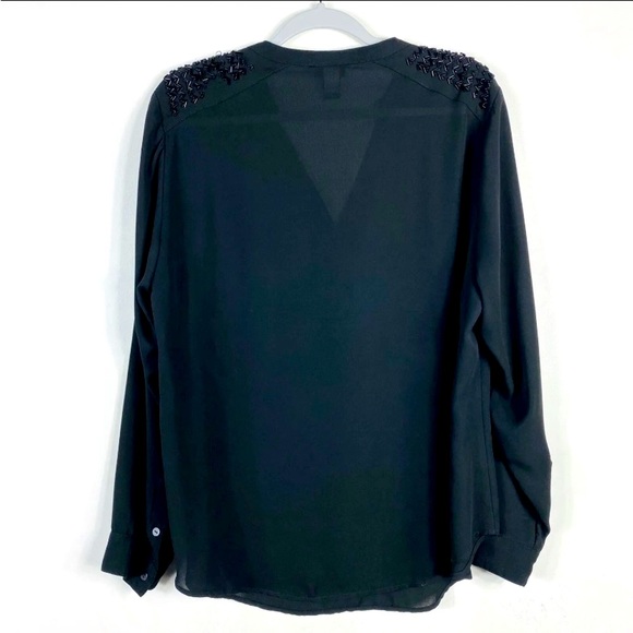 Torrid Beaded Shoulder Harper Georgette Long Sleeve Pullover Popover Blouse Top - Picture 5 of 8